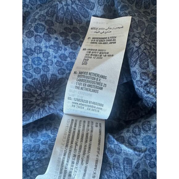 Abercrombie Blue Tonal Floral Camp Collar Shirt XL - Picture 7 of 9